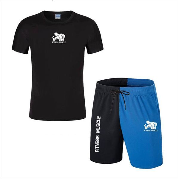 

3xl summer sets men tracksuit t shirts shorts two pieces casual male o neck print sportswear, Gray