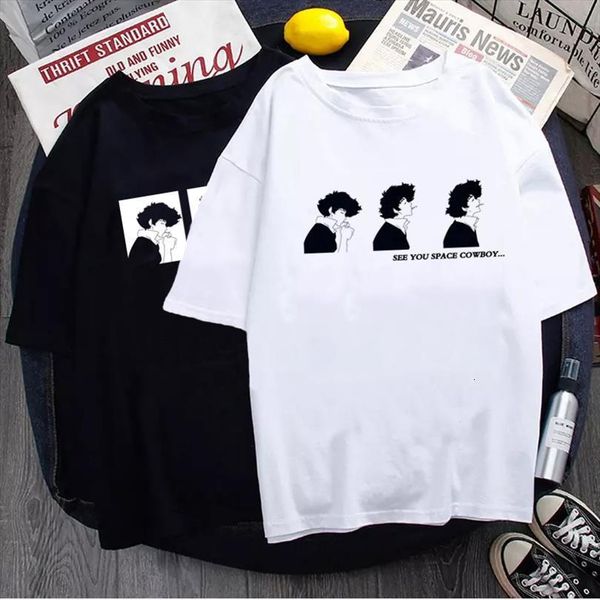 

japan anime cowboy bebop spike men funny women harajuku white casual tees homme manga movie streetwear, White;black