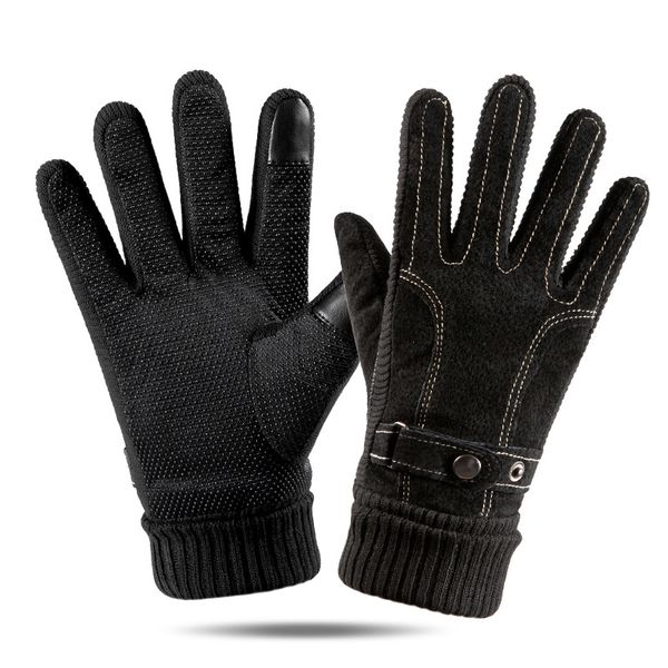 

cool mens keep warm driving touch screen pigskin gloves for sale, Blue;gray