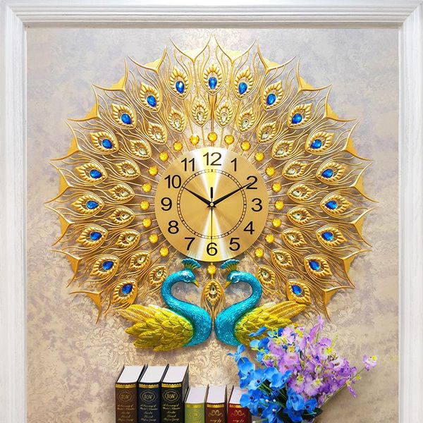 

wall clocks peacock clock living room home fashion creative mute simple decorative european 3d