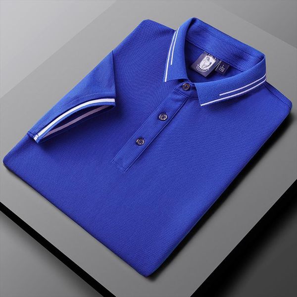 

summer shirt daily business men polo cotton side stripe lapel short sleeve large size, White;black