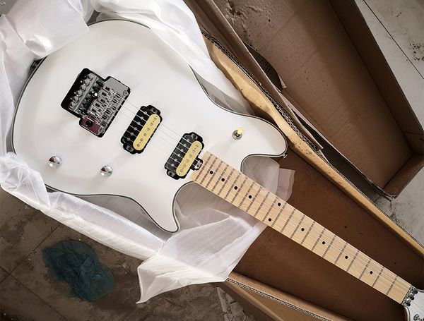 

6 strings white electric guitar with humbuckers pickups,maple fretboard