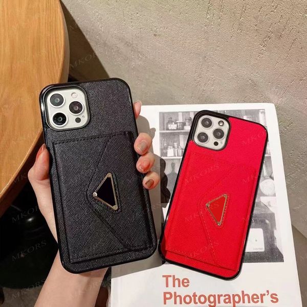 Custodie per telefoni di design deluxe per iPhone 14 14Pro 13 13pro 12 Mini 12pro 11 Pro X Xs Max Xr 8 7 Plus Custodia per slot per schede in pelle PU Cover posteriore in TPU