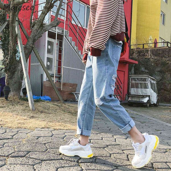 

jeans men retro loose harem jean ripped hole beggar boys trouser chic fashion light burrs casual student korean stylish new soft, Blue