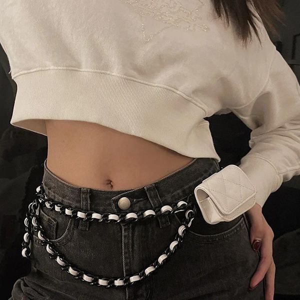 

waist bags small/fragrant wind black and white earphone wallet mini chain pouch