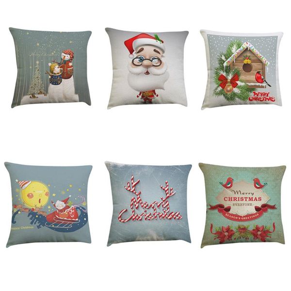 

cushion/decorative pillow christmas flax blend case happy cover sentiment pillowcases embroidered cushioncase w822