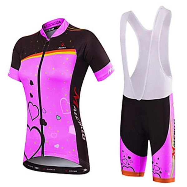 

racing sets malciklo women's short-sleeved cycling shirt with shorts sweater overalls tights padded, Black;blue