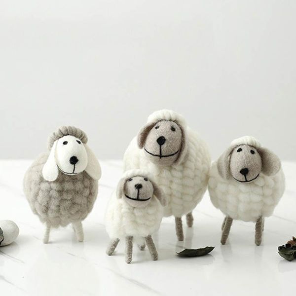 

wool cute sheep statue ornaments creative home bedroom decoration miniature figurine crafts christmas gifts party supplies decorative object