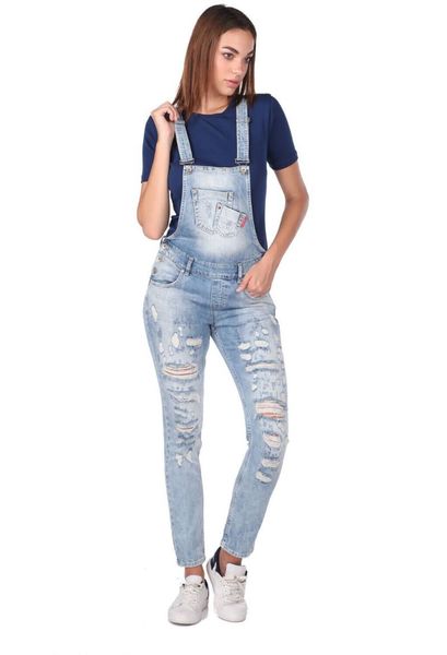 

women's pants & capris blue white women jean jumpsuit, Black;white