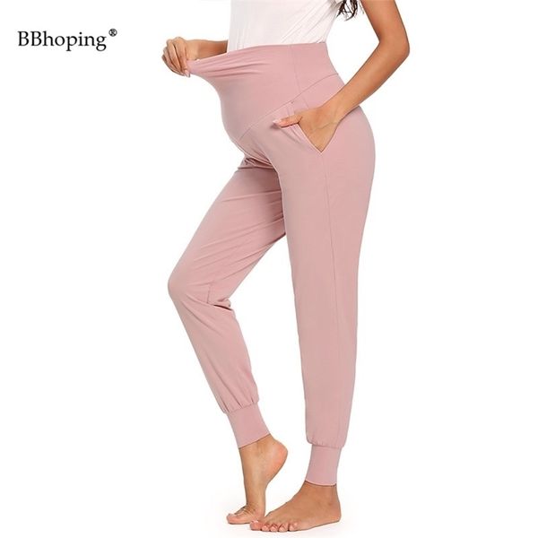 Maternidade Roupas Gravidez Calças Super Stretch Stretch Fit Bell Belly Tornozelo Skinny Work Casual Calça confortável 210918