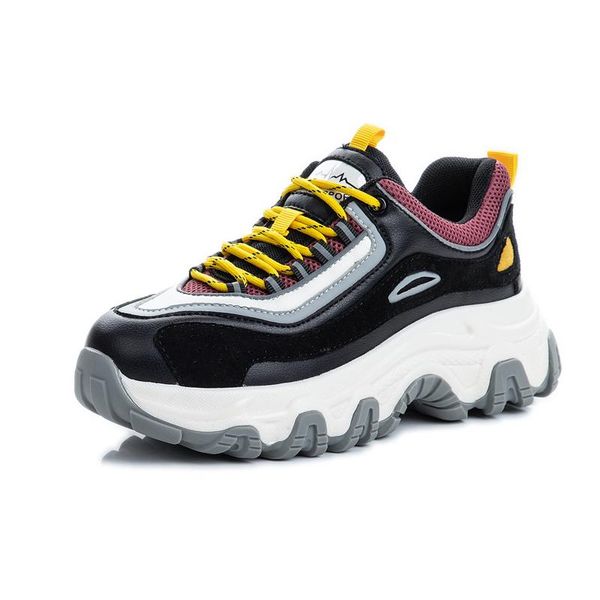 

dress shoes suction film bottom leather old autumn 2021 women's sports and leisure ins thick increased women, Black