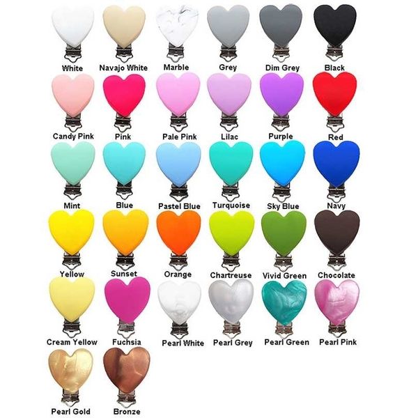 

chenkai 10pcs bpa silicone heart baby pacifier dummy teether chain holder clips diy soother nursing toy accessory 211106