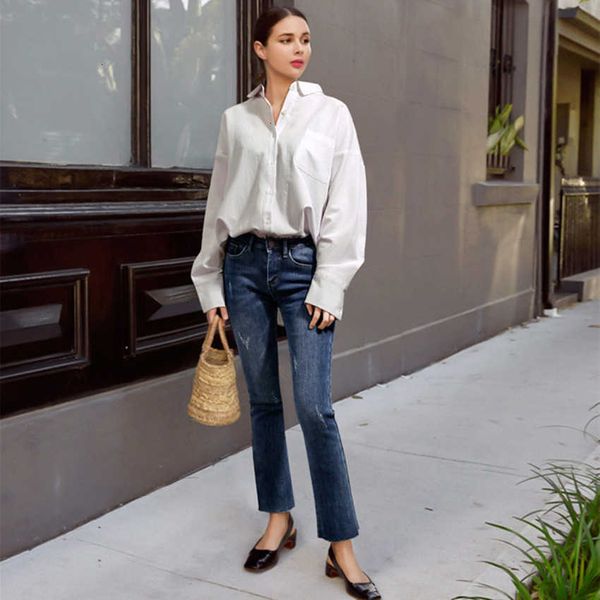 

women's blouses & shirts solid white button to shirt releases female plus size long casual sleeves elegant lady of office autumn basic