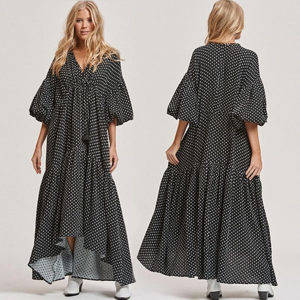 

women's swimwear style cotton wool black and white dot long skirt beach holiday robe bikini cover shirt sunscreen clothes woman, White;black