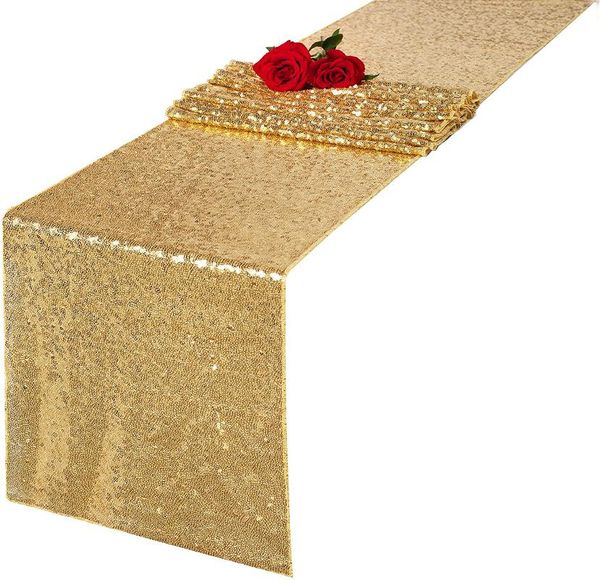 

table cloth runner rose gold 12 x 72 inch glitter linens gift packing for outdoor party wedding birthday supplies decorations