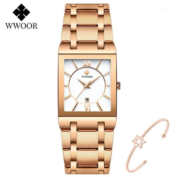 

ladies bracelet watch luxury rose gold square women exquisite quartz wristwatch female relogio feminino wristwatches, Slivery;brown