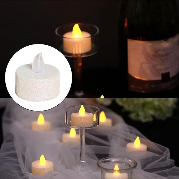 

candles qx2e 6pcs glitter led tea lights flameless tealight battery operated fake candle for wedding party festival celebration