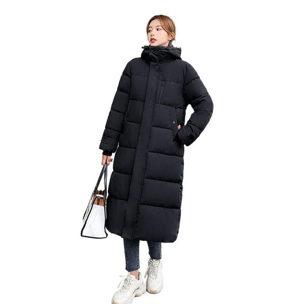 

women's down & parkas winter clothes women x-long section warmth slim cotton padded coat hooded stand collar plus size outwear for blac, Black