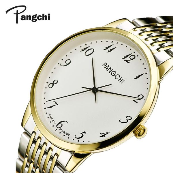 

wristwatches pangchi lady luxury stainless steel watch woman men digital big dial bracelet couple watches simple dress gifts, Slivery;brown