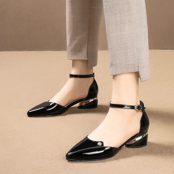 

cresfimix women fashion sweet black pu leather buckle strap medium heel pumps for party lady blue office high heel shoes a6685d
