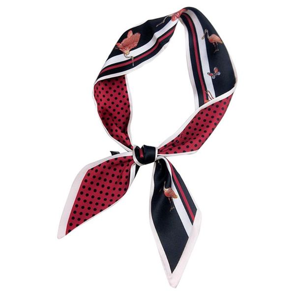

scarves women office striped printed ribbon neckerchief summer fashion girl imitated silk skinny scarf handbag handle wraps gift small, Blue;gray