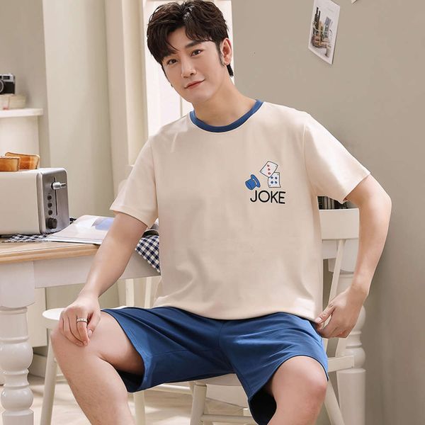 

mouths short summer cats men simple round throat playcards mouwen homewear pack korean version of 3xl nightwear, Black;brown