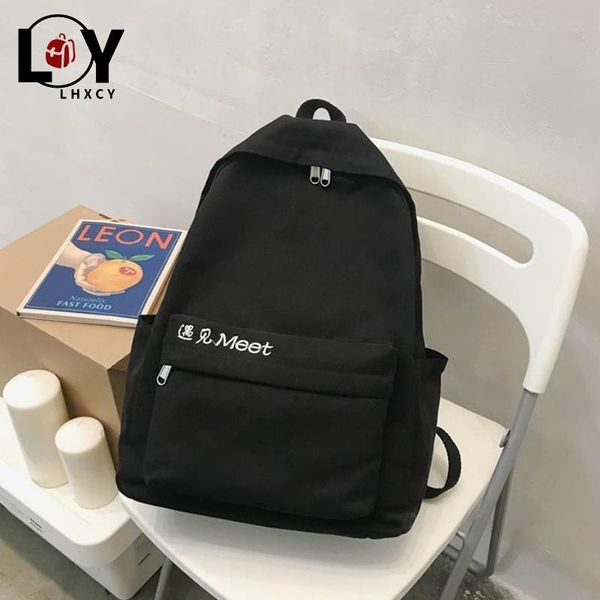 

backpack text embroidery double zipper canvas travel women capacity backpacks for school teen