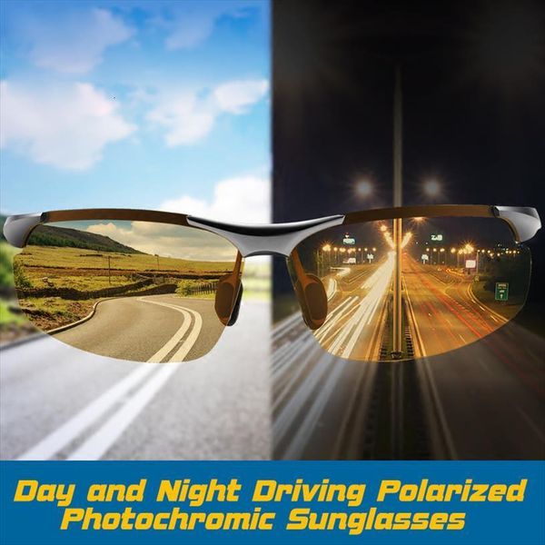 

day night pchromic polarized mens sunglasses for drivers women anti uv male safety driving fishing uv400 sun glasses, White;black