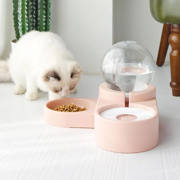 

cat bowls & feeders fashion automatic feeder double bowl splash proof 1.8l pet food dispenser feeding water products