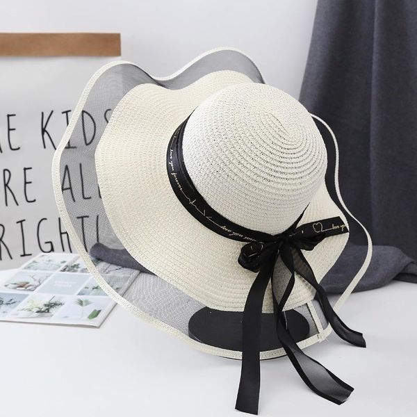 

wide brim hats korean baseball cap will see japanese straw bowknot beach girl sunscreen casual outdoor male man-shade hat, Blue;gray