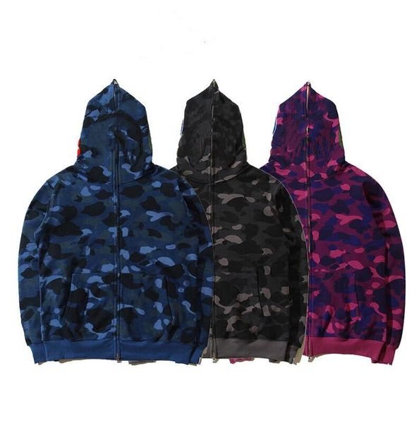 

camouflage thin hooded hoodies mens womens fashion streetwear cardigan sweatshirts loose hoodies lovers clothing asian size m-3xl, Black