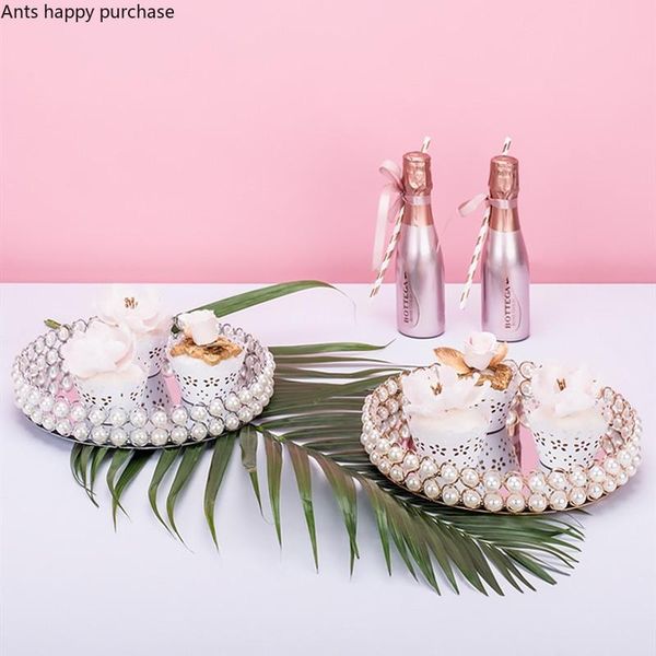 

kitchen storage & organization nordic cake tray round mirror plate stand wedding banquet dessert table decoration furnishing cosmetic jewelr
