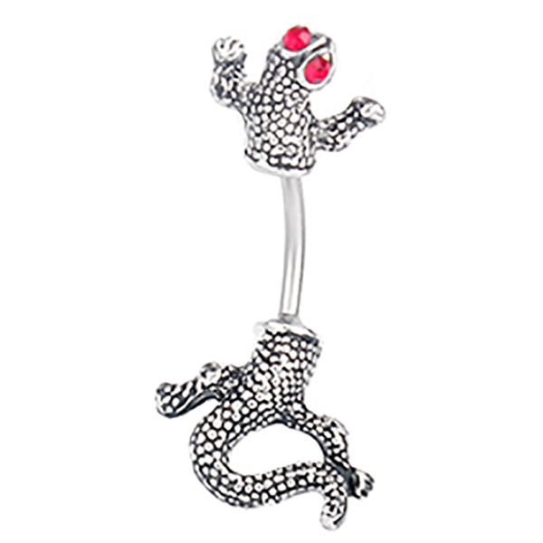 

d0026 lizard belly button navel stud, Silver