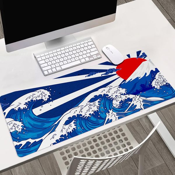 

mouse pads & wrist rests great wave off pad art large overlock edge mat rubber speed pc computer gaming mousepad non-slip bottom desk keyboa