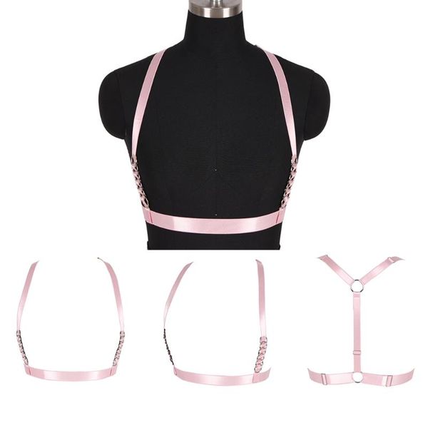 

bras sets halloween rave metal chain accessories lingerie bondage cage bra harness women underwear exotic apparel gothic style, Red;black