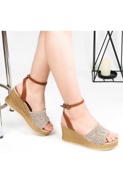 

sandals women's beige wedges casual 2268, Black