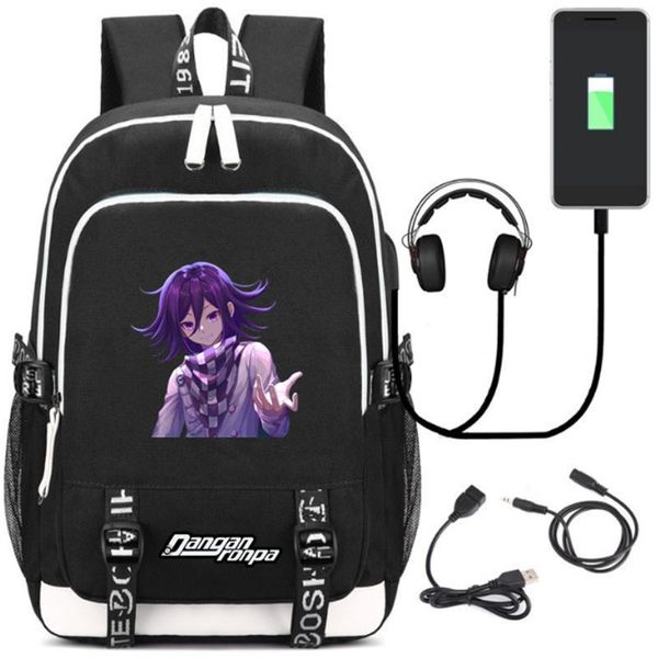 

backpack danganronpa bear cartoon usb port headphone rucksack bag teenager student school lapgift