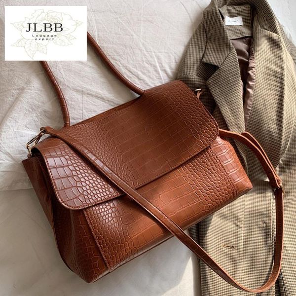 

evening bags swdf designer crocodile pattern women handbag large capacity shoulder for female 2021 casual totes pu leather messenger bag