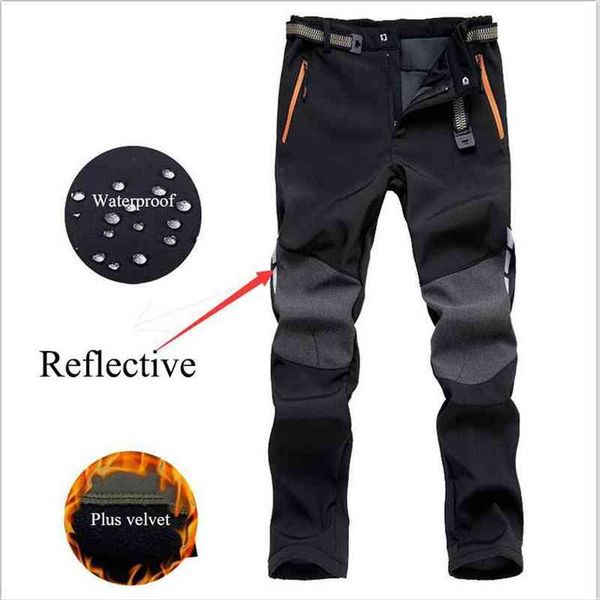 

fashion spring hiking waterproof softshell women pant trousers outdoor sports thick trekking skiing, Black