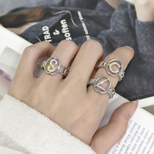 

wedding rings 2021 trend womens letter l deign with cubic zirconia fashion twist ring jewelry accessories, Slivery;golden