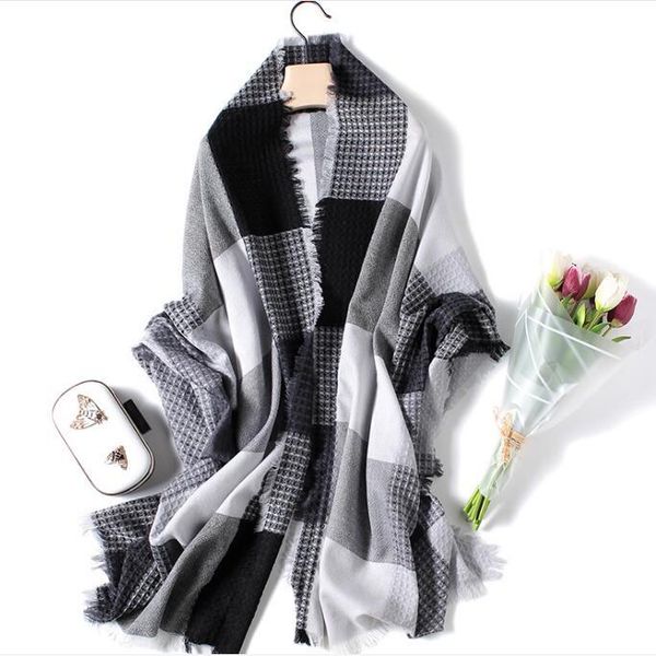 

scarves naizaiga inner mongolia wool 80*200cm plaid women winter scarf honeycomb yarn-dyed shawl ,dx44, Blue;gray