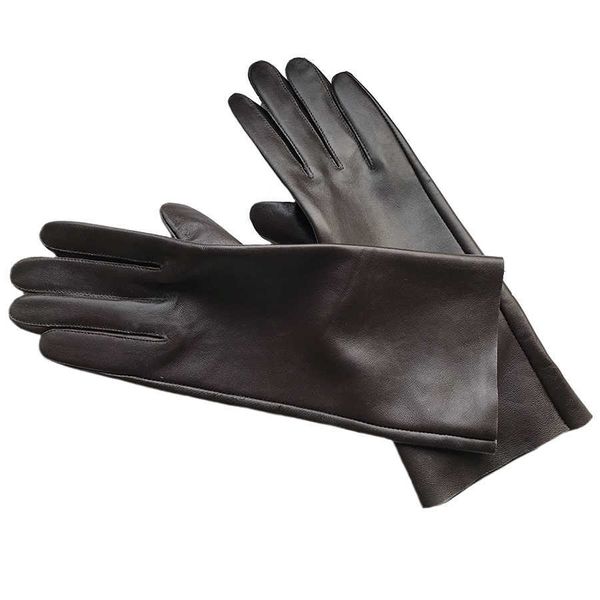 Einlagige Herren-Handschuhe aus echtem Leder, mittellange Herren-Schaffellhandschuhe, Motorradhandschuhe, modisch, 28 cm, Basic H1022