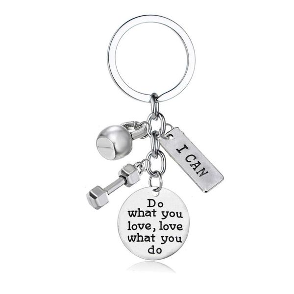 

keychains 12 pc/lot i can inspirational keychain fashion bodybuilding key chain sports faith strength keyring men women jewelry keyfob, Silver
