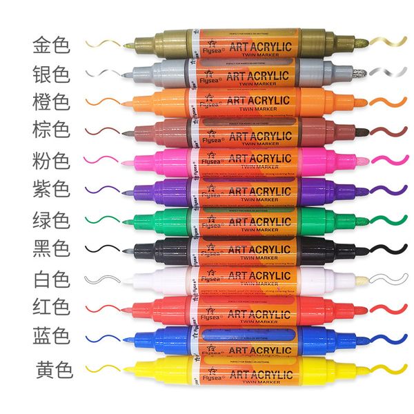 

pen 12 color acrylic marker color diy album graffiti black card marker