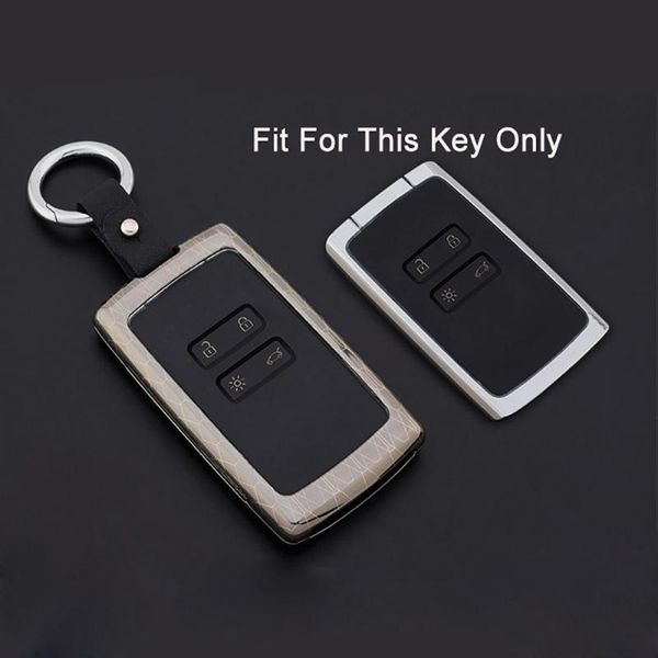 

keychains zinc alloy+leather car key cover case protector holder for renault koleos kadjar keys with rings, Silver