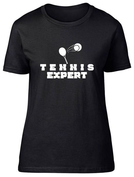 

expert tennis fitted womens ladies t shirt men's t-shirts, White;black