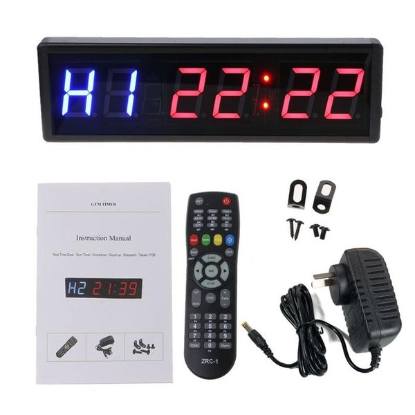 

timers 2.3 inch 6-digit gym timer satch with remote for fitness training ideal interval clock red and blue lx0c