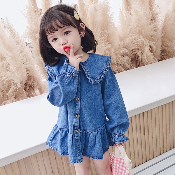 

baby girl dress solid color denim dresses for girl casual style kids dresses toddler costume for girls, Red;yellow
