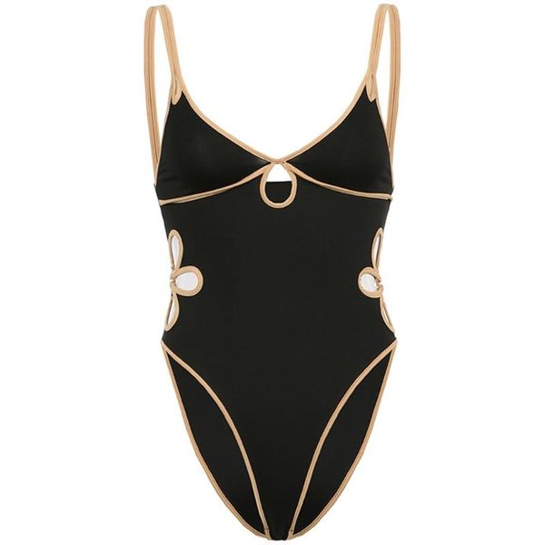 

one-piece suits women strappy sleeveless bodysuit v-neck backless hollow out floral leotard