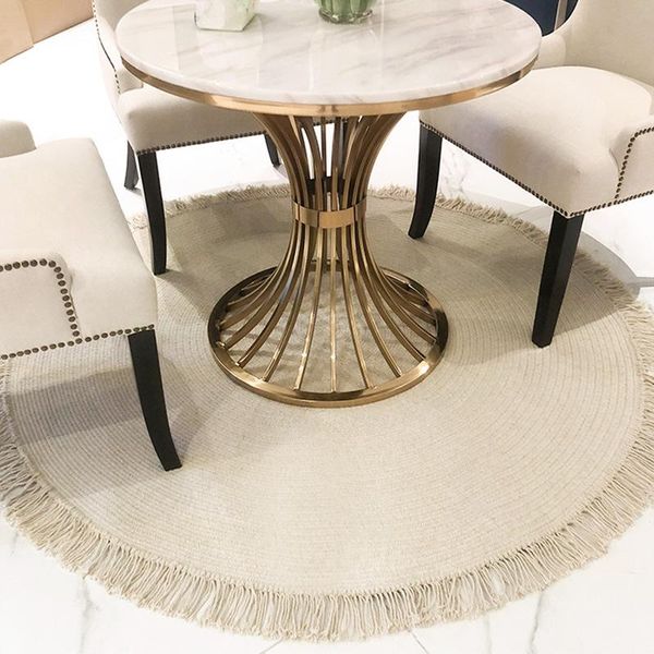 

carpets rug wool carpet hand-knotted living room bedroom with tassel european-style simple circular woven floor mat